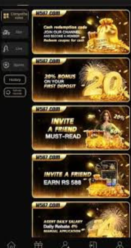 Screenshot of W567 Game interface with user-friendly dashboard and multiple gaming options.