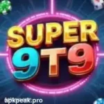 Super 9T9 Game app interface showing online casino and card games with real cash prizes.